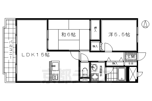 京都市南区上鳥羽勧進橋町のマンションの間取り