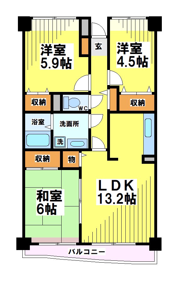 調布市飛田給のマンションの間取り