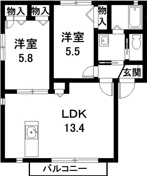 長久手市仏が根のアパートの間取り