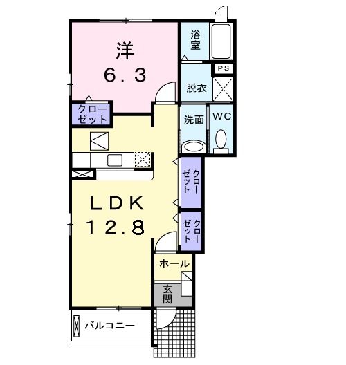 大崎市古川福浦のアパートの間取り