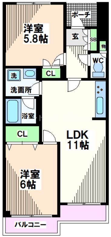 国立市東のマンションの間取り