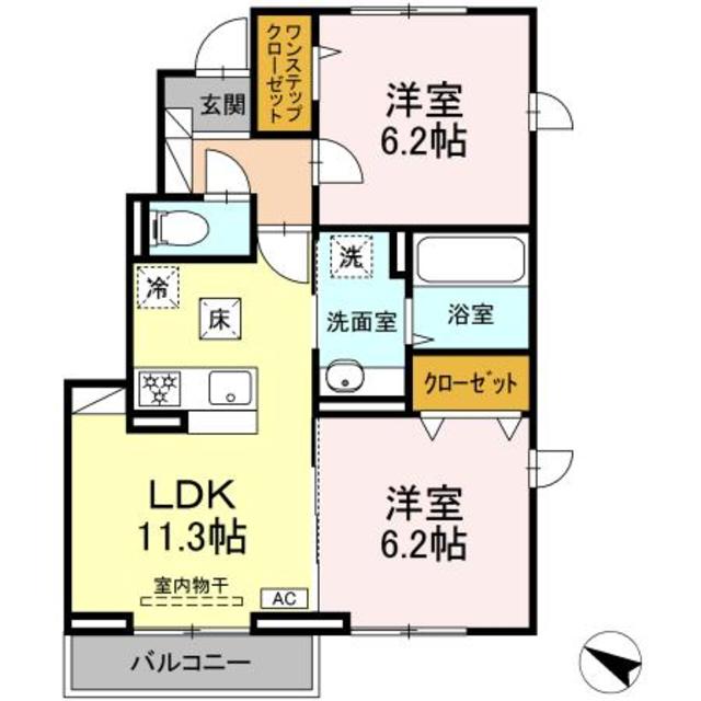 川崎市高津区上作延のアパートの間取り