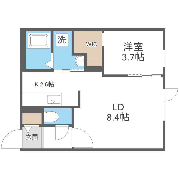 札幌市東区北十四条東のマンションの間取り