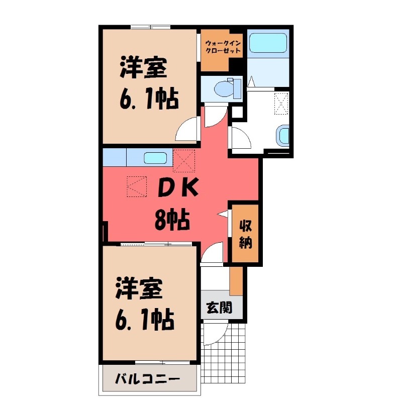 深谷市永田のアパートの間取り