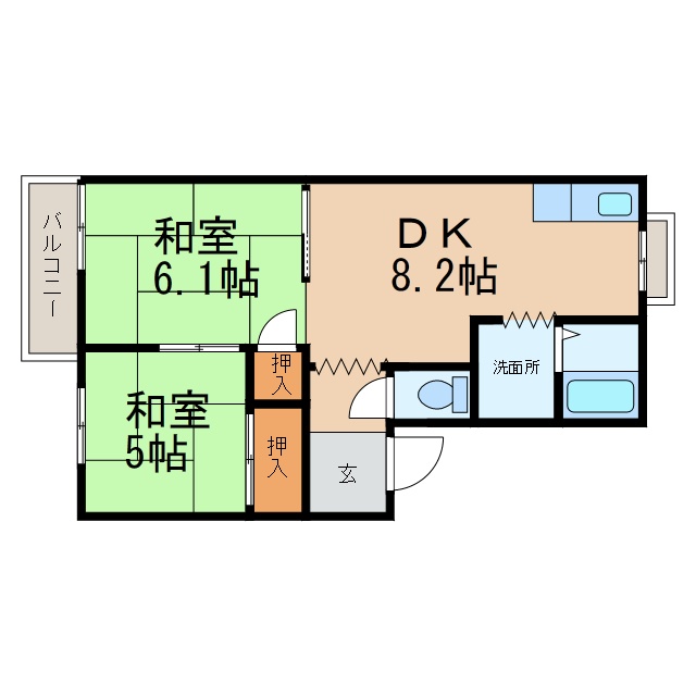 和歌山市園部のアパートの間取り