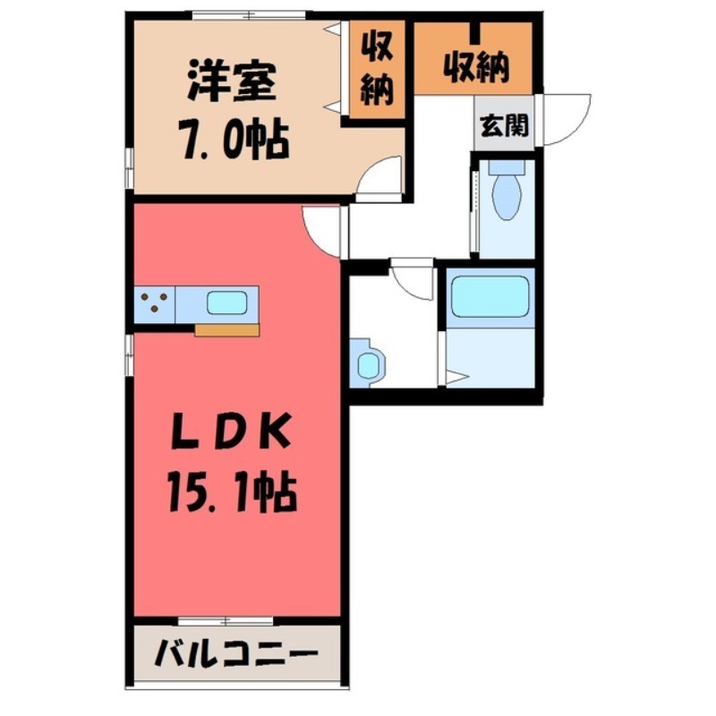 宇都宮市鶴田町のアパートの間取り