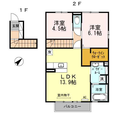 福山市千代田町のアパートの間取り