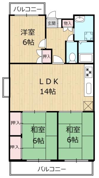 熊本市東区戸島のアパートの間取り