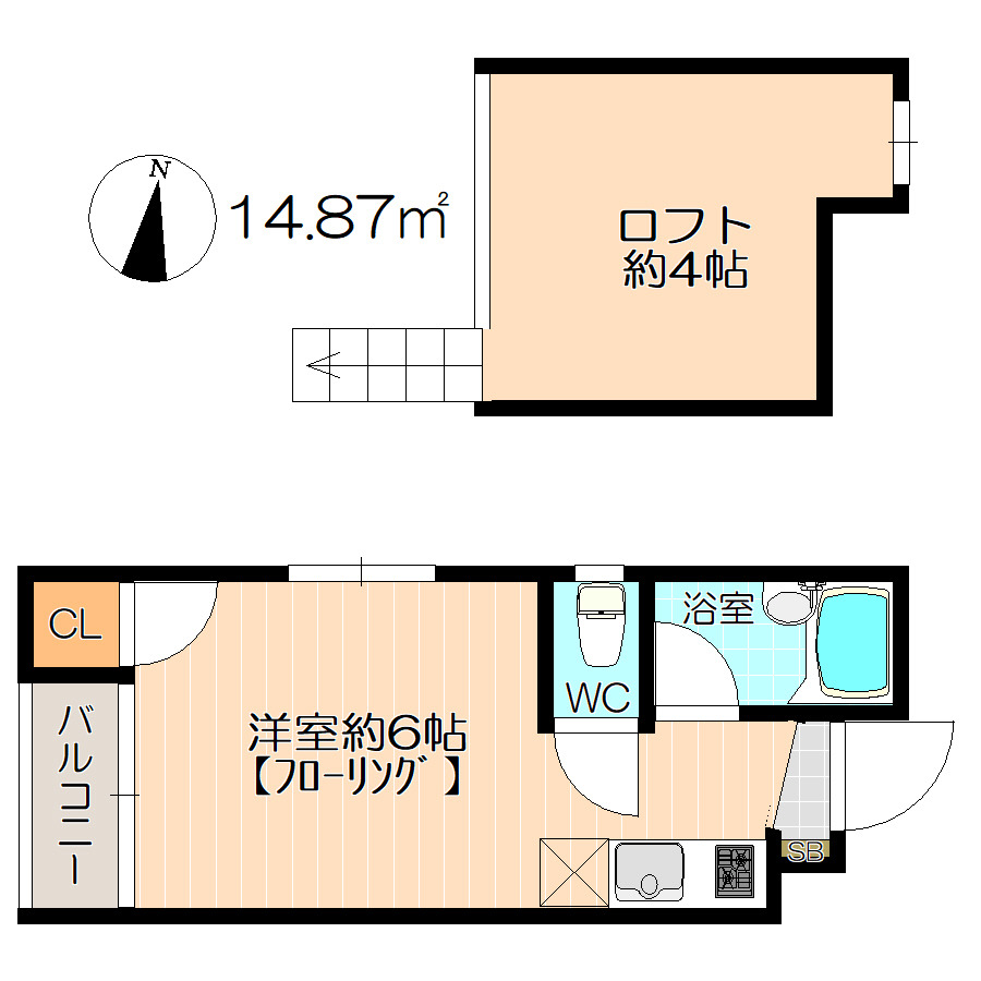 福岡市中央区港のアパートの間取り