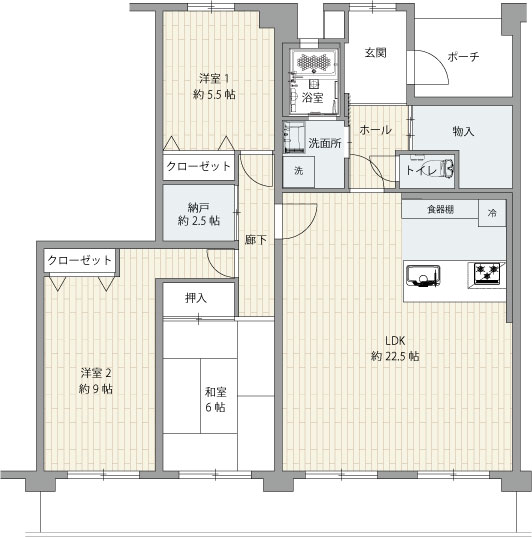 南港はなのまち住宅33号棟33-104の間取り