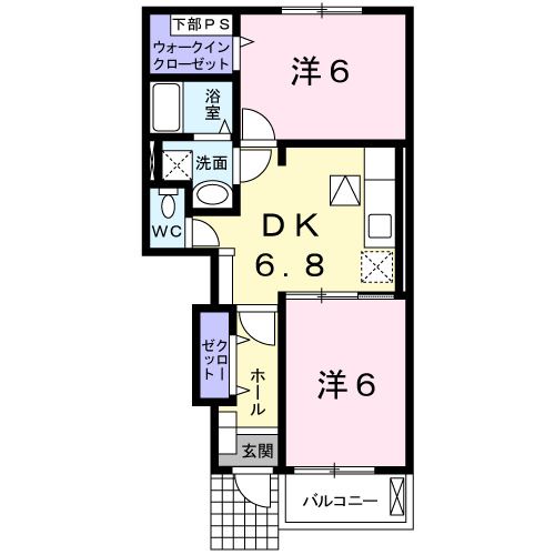 群馬県北群馬郡吉岡町大字大久保（アパート）の賃貸物件の間取り