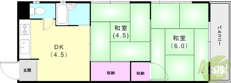 伊丹市南野北のマンションの間取り