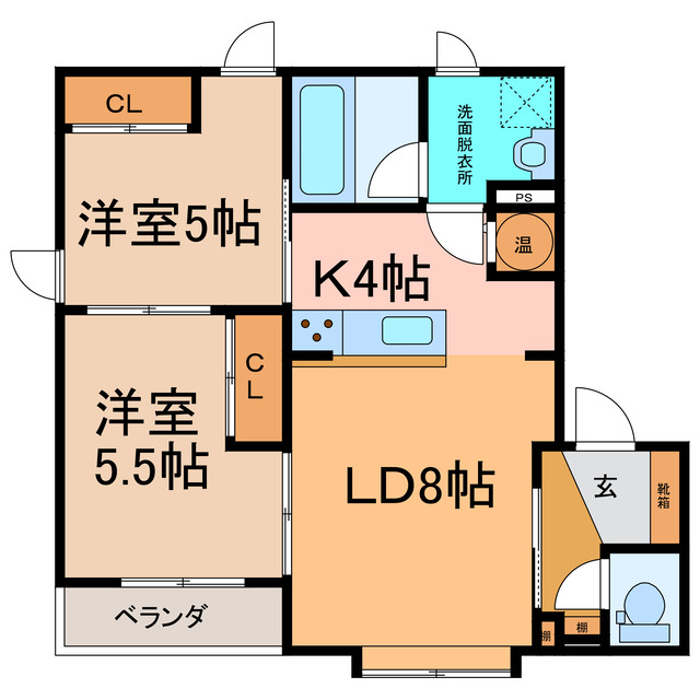 エクスプライス緑陽Aの間取り