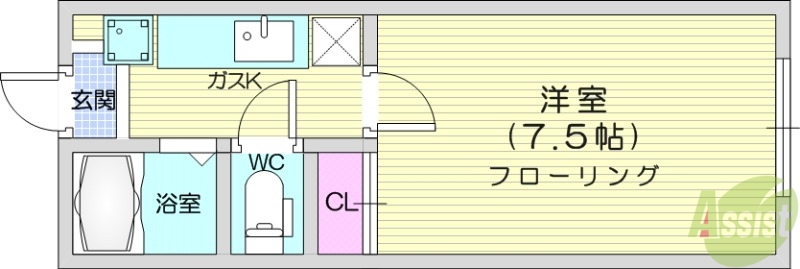 仙台市宮城野区高砂のアパートの間取り