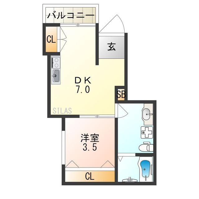 大阪市西成区玉出中のアパートの間取り