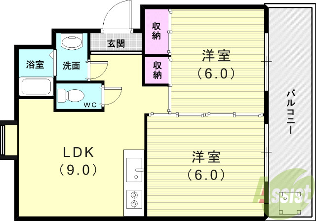 神戸市長田区大谷町のマンションの間取り