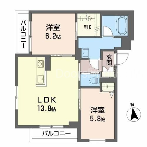 岡山市南区新保のマンションの間取り