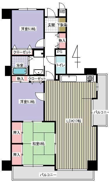 グラン・ドムール城山公園６０１号室の間取り