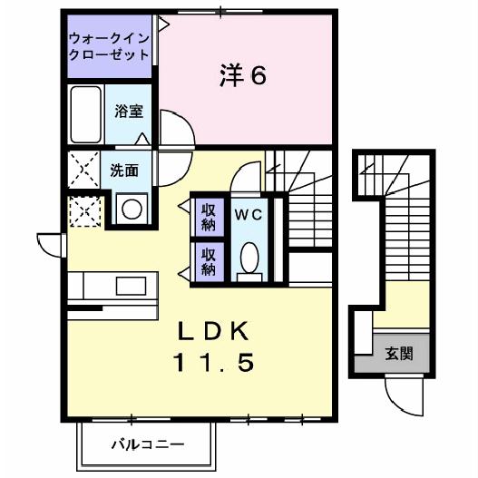 郡山市亀田のアパートの間取り