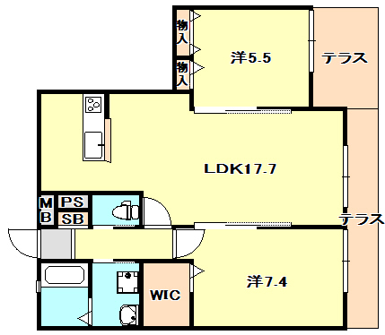 西宮市大谷町のマンションの間取り