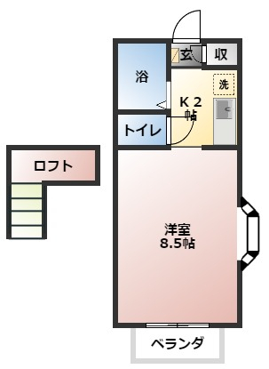 西尾市永吉のアパートの間取り