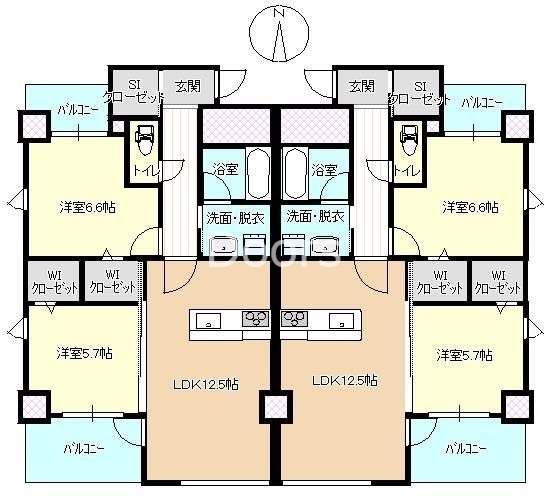 岡山市北区丸の内のマンションの間取り