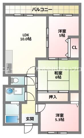 門真市北岸和田のマンションの間取り