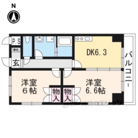 京都市左京区田中北春菜町のマンションの間取り