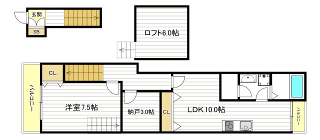 大阪市此花区春日出南のアパートの間取り