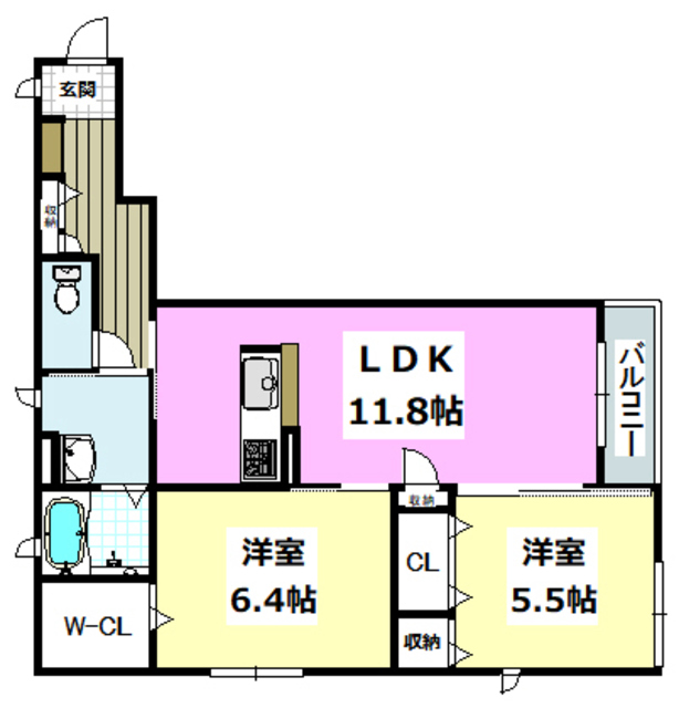 茨木市三島町のマンションの間取り