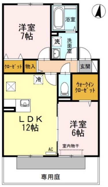 阿南市那賀川町上福井のアパートの間取り