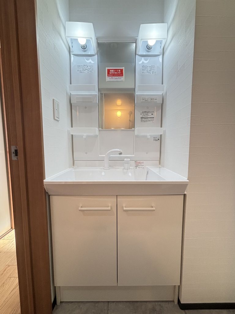 洗面設備　※建築中の写真です