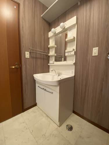 洗面設備　スペースが確保できる洗面所です