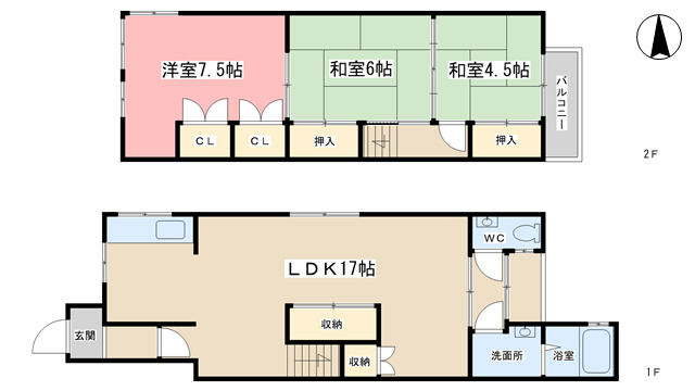 京阪京津線 四宮駅 徒歩11分 2階建 築101年の間取り写真