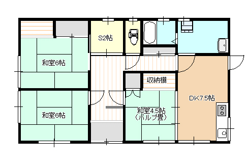 ＪＲ山陽本線 新倉敷駅 徒歩15分 1階建 築32年の間取り写真