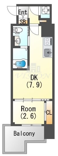 地下鉄堺筋線 恵美須町駅 徒歩7分 15階建 築5年の間取り写真