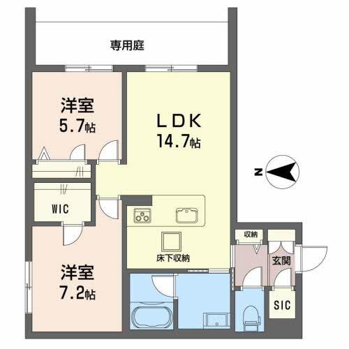 橿原市新賀町のマンションの間取り