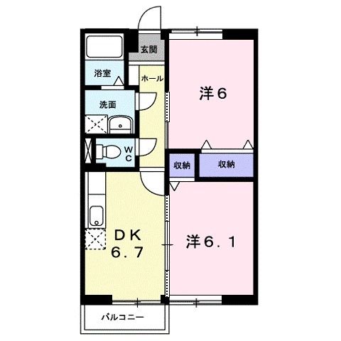 井原市高屋町のアパートの間取り