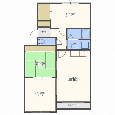 札幌市豊平区月寒東四条のマンションの間取り