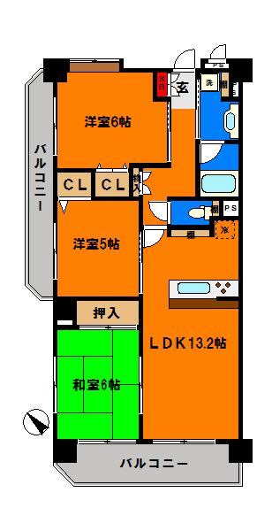 クイーンズレゾン千葉県庁前の間取り