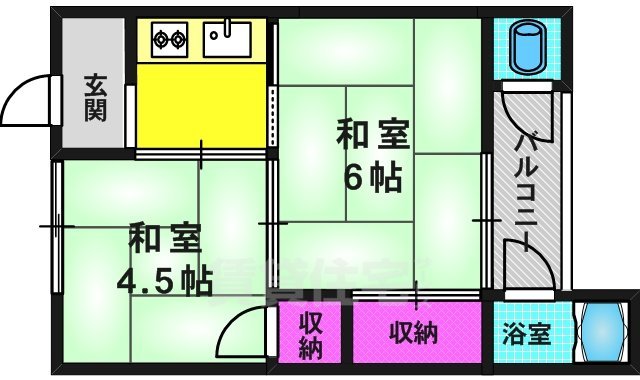 京都市西京区樫原茶ノ木本町のアパートの間取り