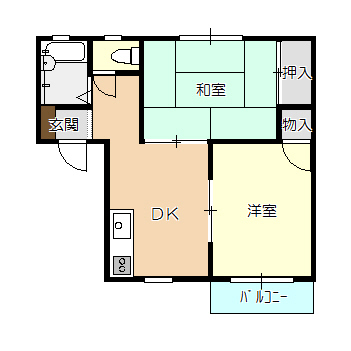 新発田市新栄町のアパートの間取り