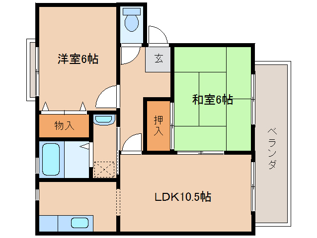 木津川市州見台のアパートの間取り