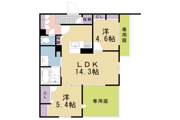 長岡京市勝竜寺のマンションの間取り