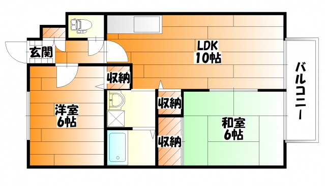 広島市安佐南区緑井のアパートの間取り