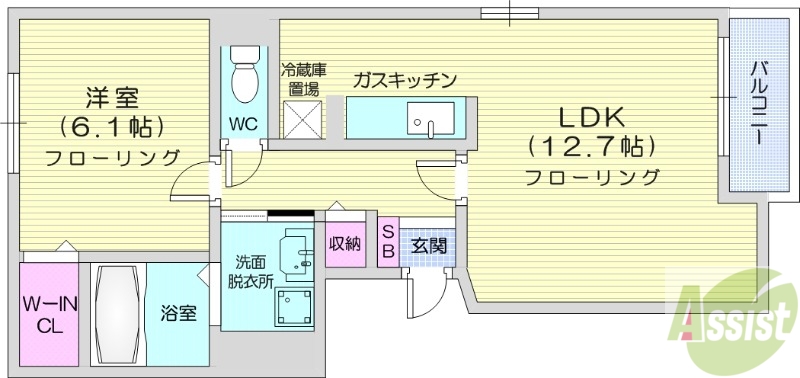 札幌市東区北三十五条東のマンションの間取り