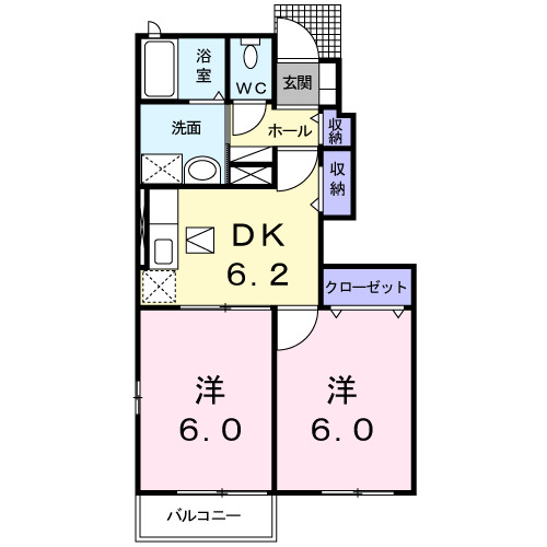 直方市大字植木のアパートの間取り