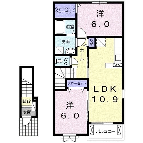 宗像市河東のアパートの間取り