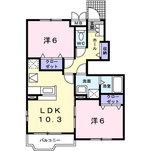 菊池郡菊陽町花立のアパートの間取り