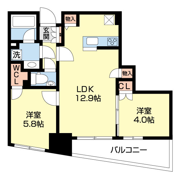 レーベン福岡天神ＯＮＥ　ＴＯＷＥＲの間取り